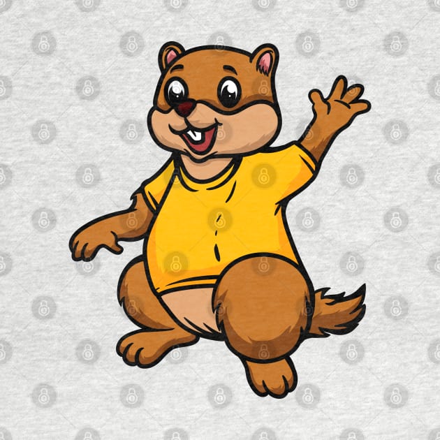 Cute Anthropomorphic Human-like Cartoon Character Marmot in Clothes by Sticker Steve